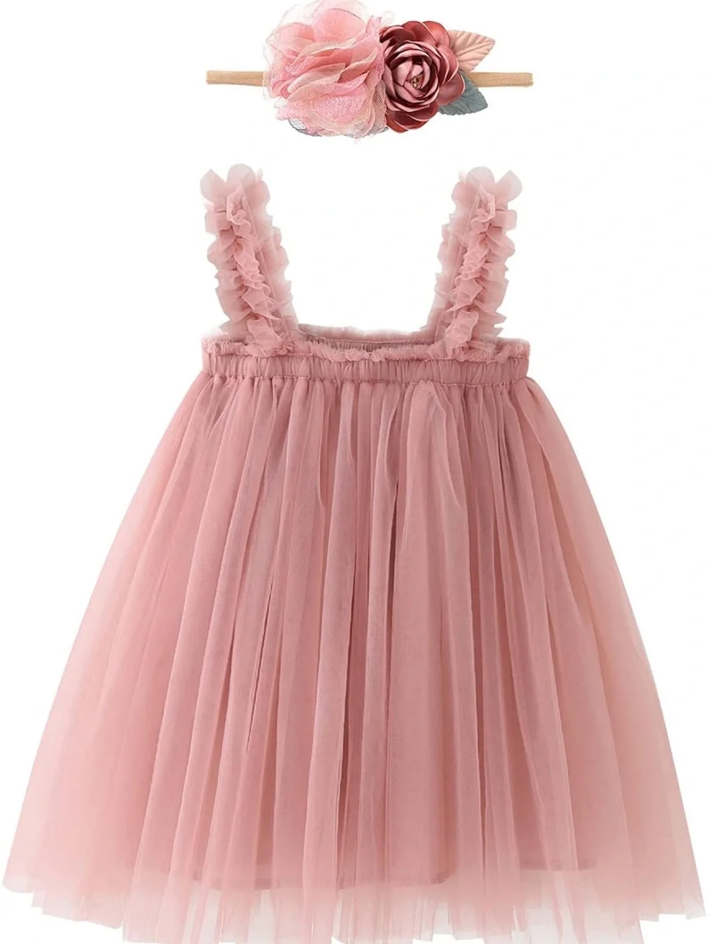 Toddler Baby Girl Tutu Tulle Princess Summer Dress+Flower Headband